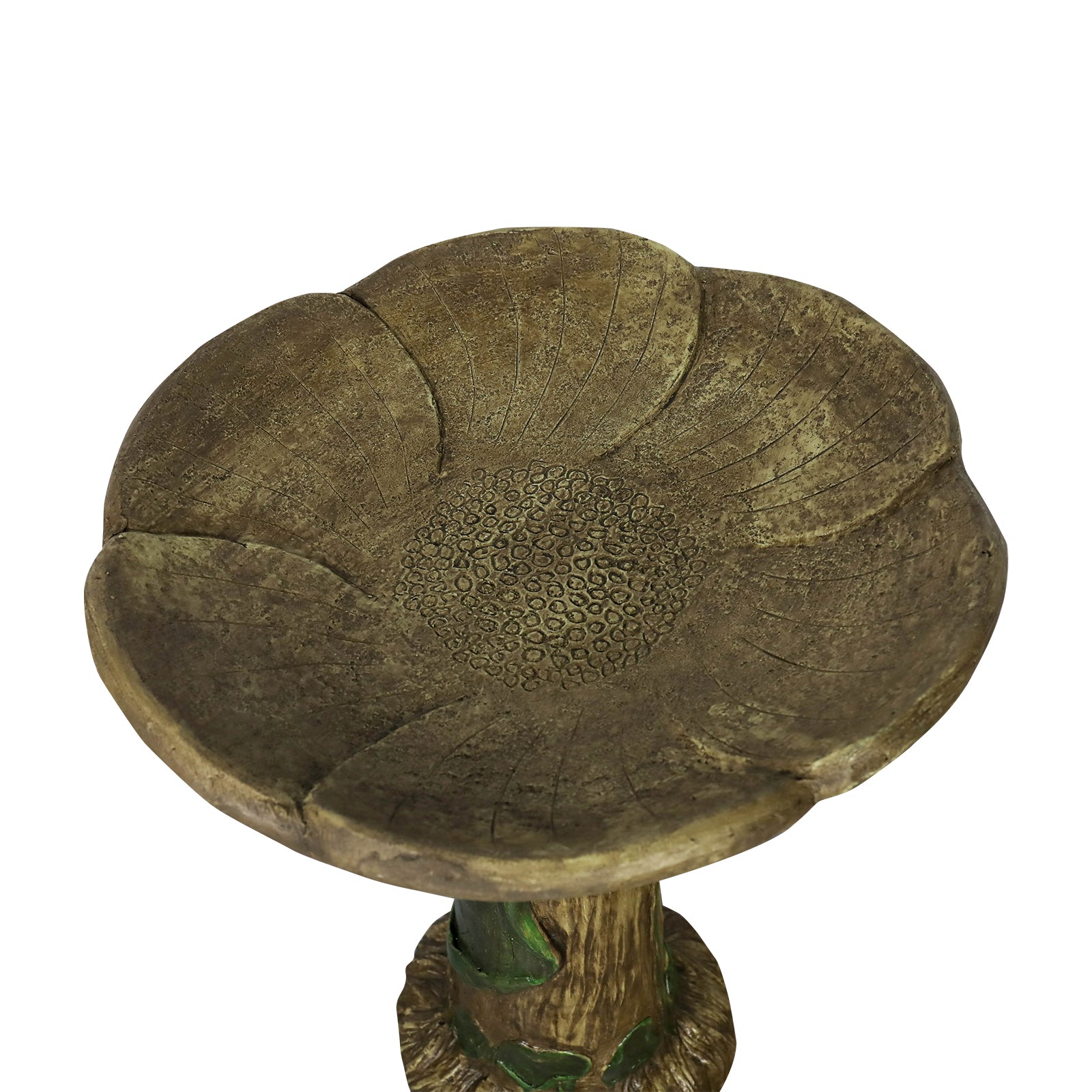 Concrete Rustic Bird Bath Carved Trunk 24 Inch