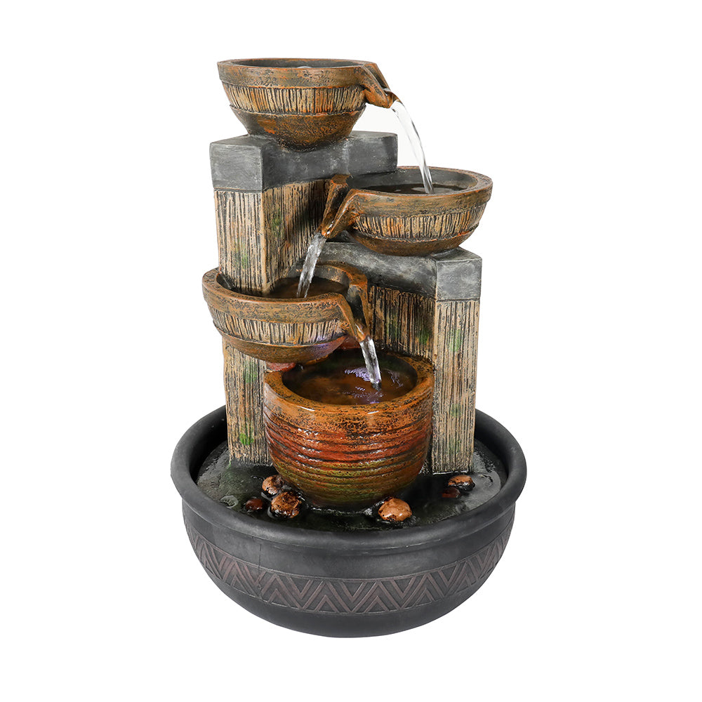 Resin Terracotta 5 Tier Tabletop Fountain 15 Inch LED