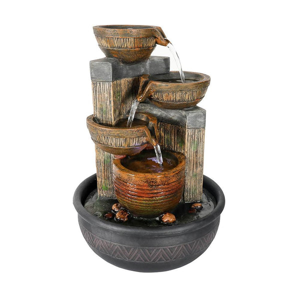 Resin Terracotta 5 Tier Tabletop Fountain 15 Inch LED