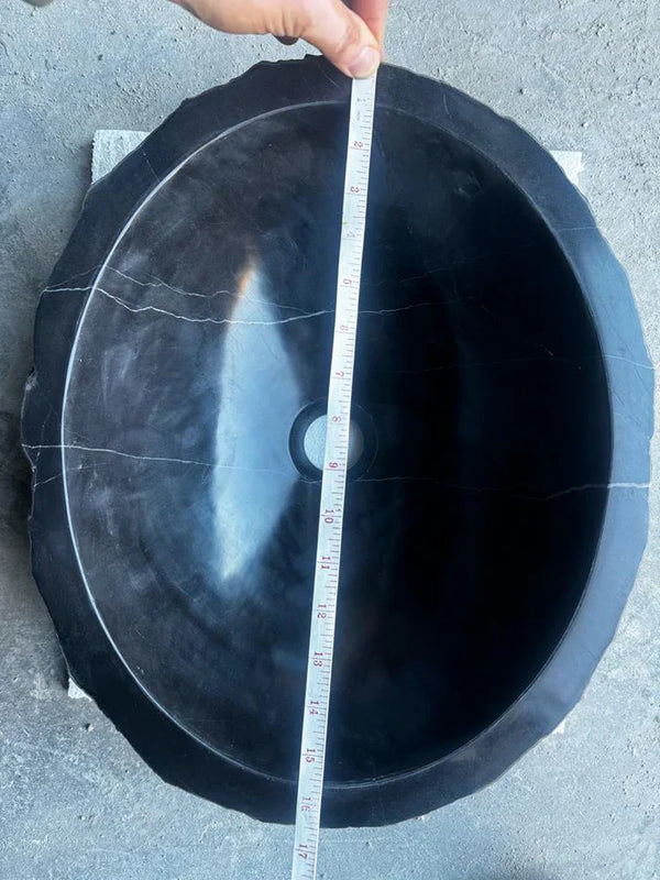Toros Black Rustic Marble Above Vanity Bathroom Oval Sink (L)17