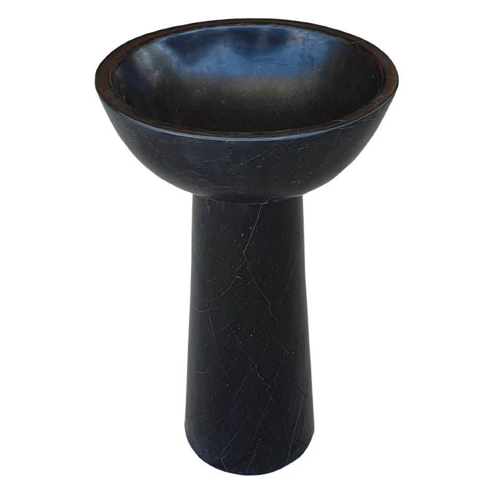 Toros Black Marble Natural Stone Pedestal Oval-top Sink Polished (W)17