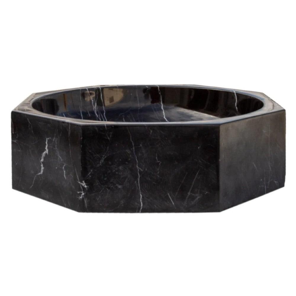 Black Marble Octagon Vessel Sink Bowl - Polished 16 x 5 Inches