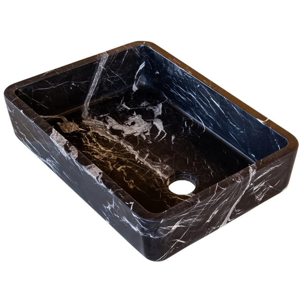 Toros Black Marble Rectangular Sink Semi-Polished (W)14.4 (L)20.3