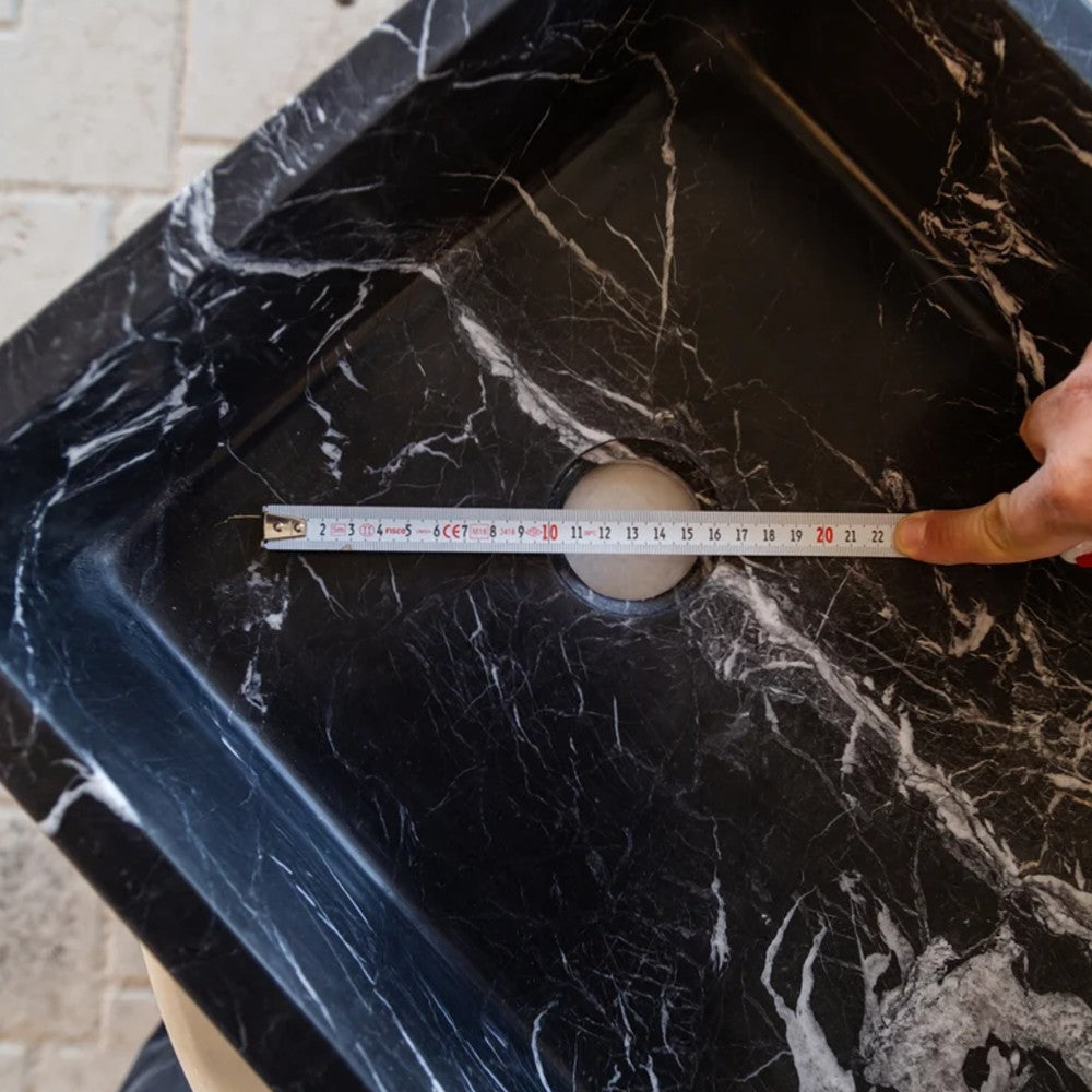 Toros Black Marble Rectangular Sink Semi-Polished (W)14.4 (L)20.3