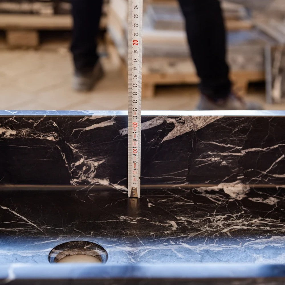 Toros Black Marble Rectangular Sink Semi-Polished (W)14.4 (L)20.3