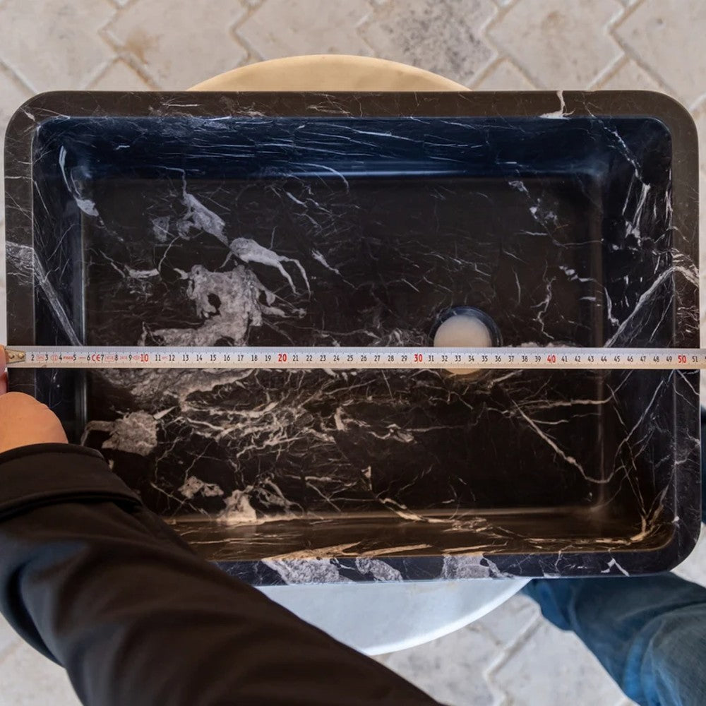 Toros Black Marble Rectangular Sink Semi-Polished (W)14.4 (L)20.3