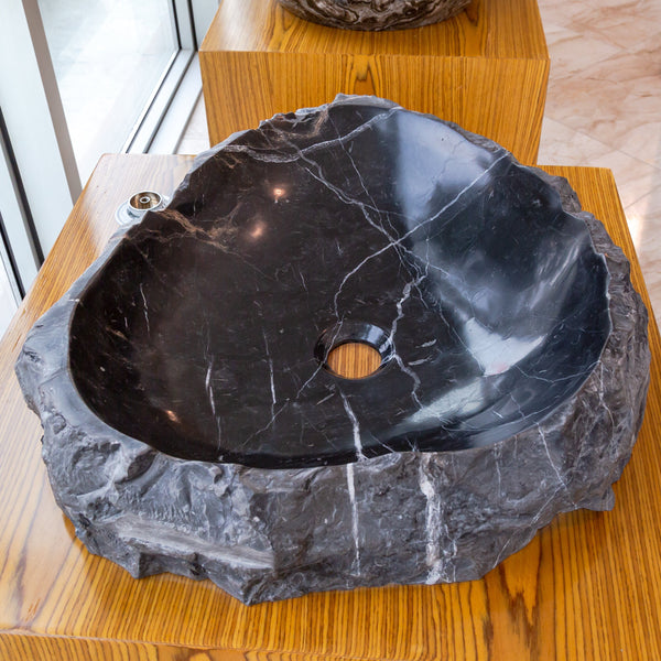 Toros Black Marble Natural Stone Vessel Sink (W)31