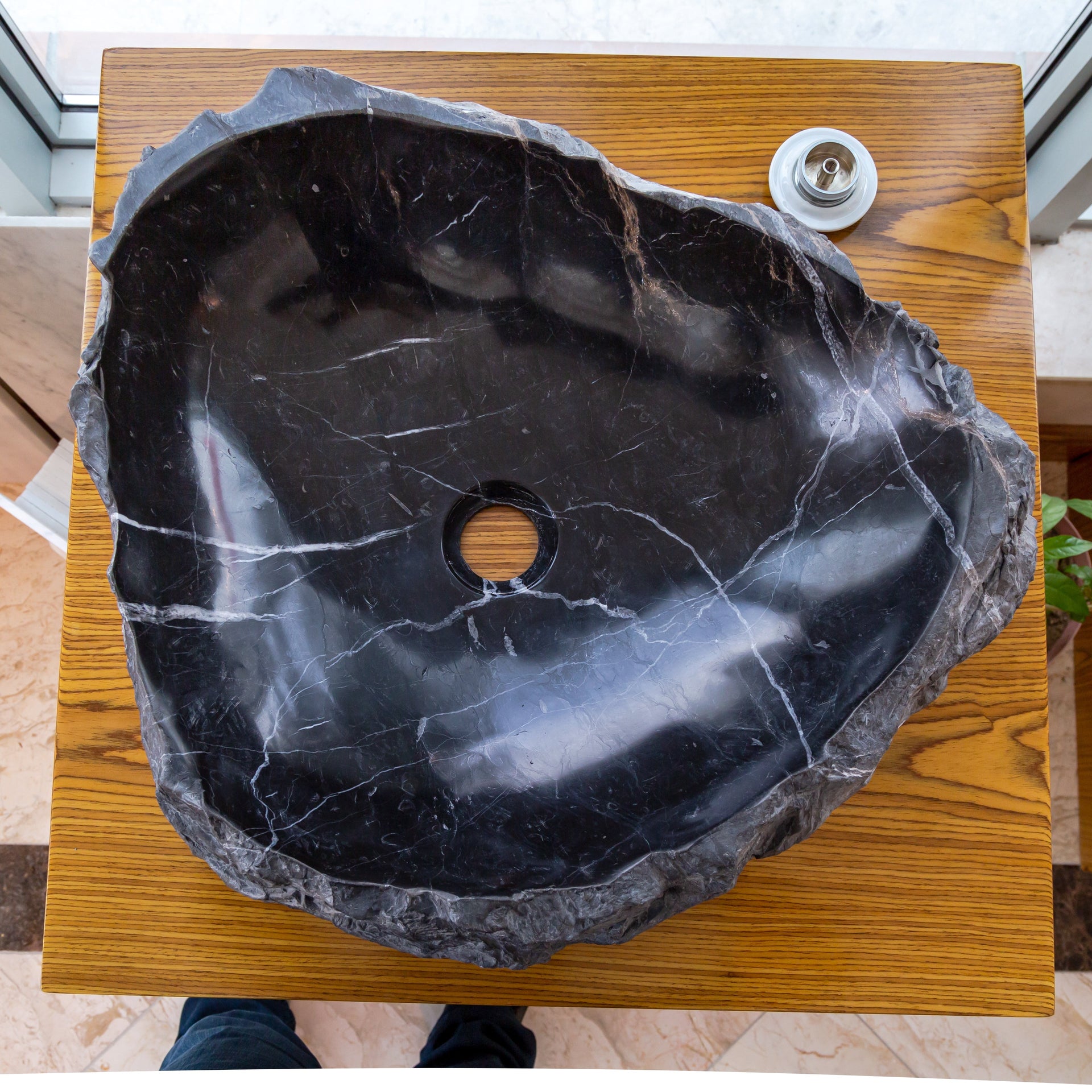 Toros Black Marble Natural Stone Vessel Sink (W)31