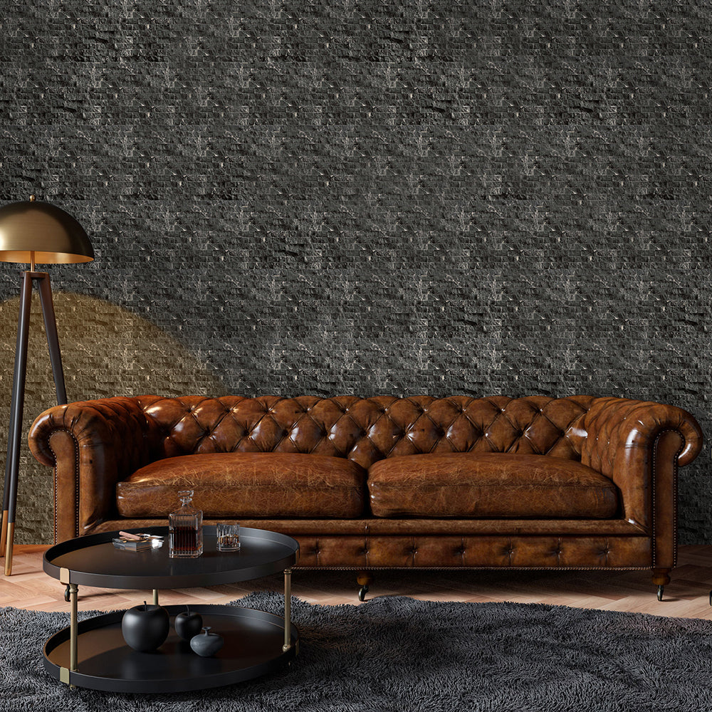 Toros Black Marble Split Face Brick Mosaic Wall Tile - Livfloors Collection