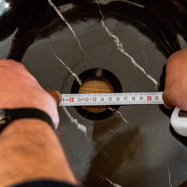 Natural Stone Toros Black Marble Vessel Sink Rough Exterior (D)16