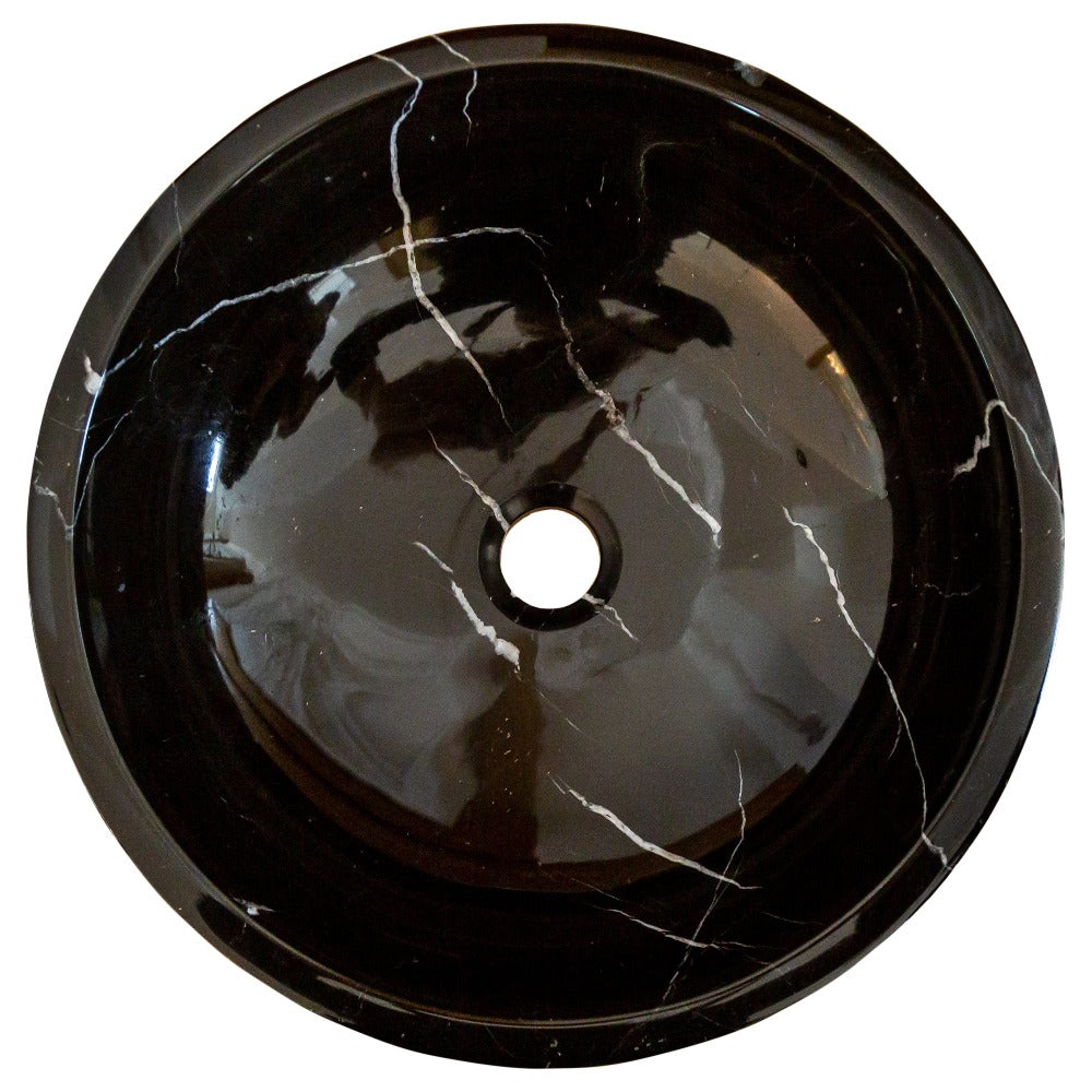 Natural Stone Toros Black Marble Vessel Sink Rough Exterior (D)16