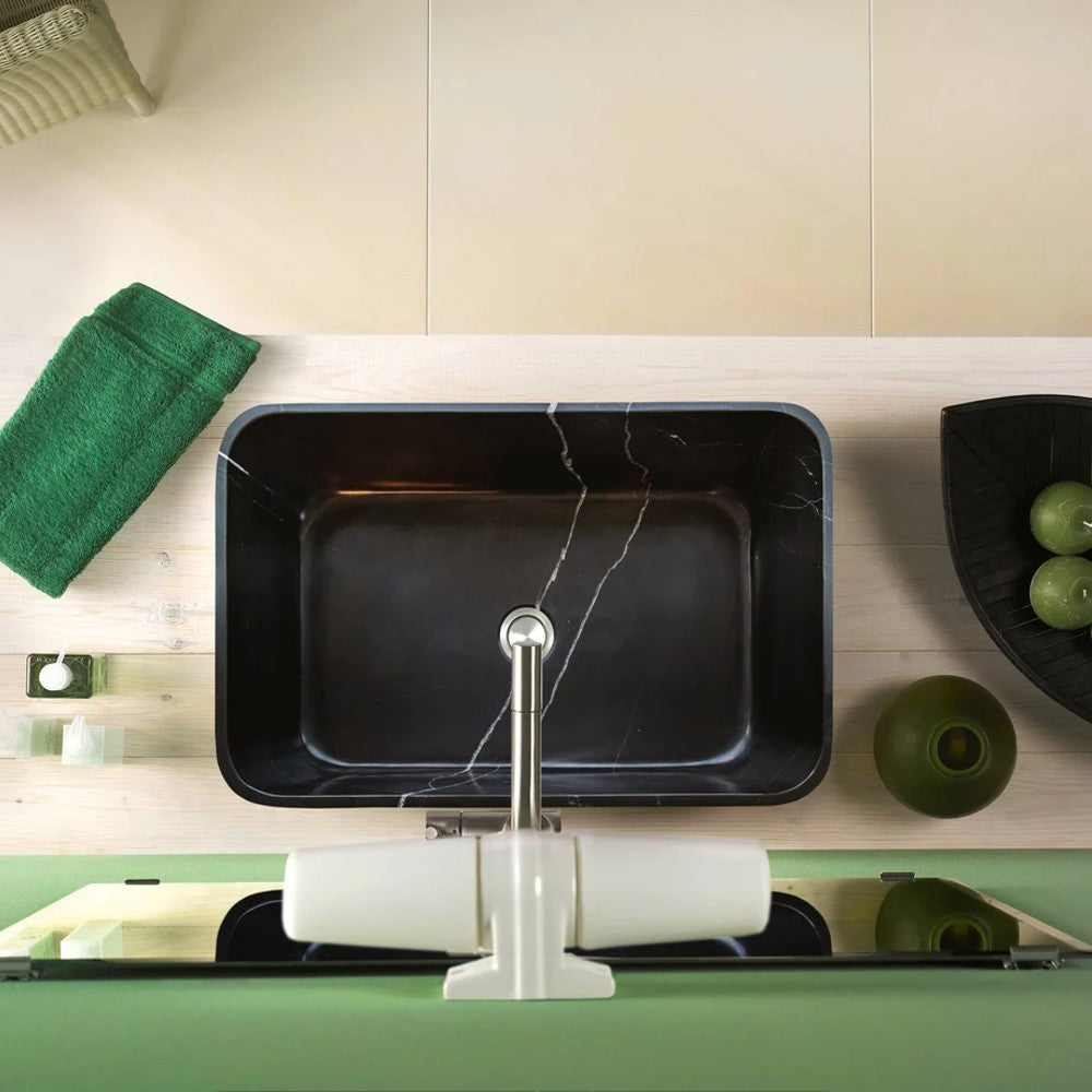 Toros Black Marble Farmhouse Rectangular Sink Polished (W)13.5