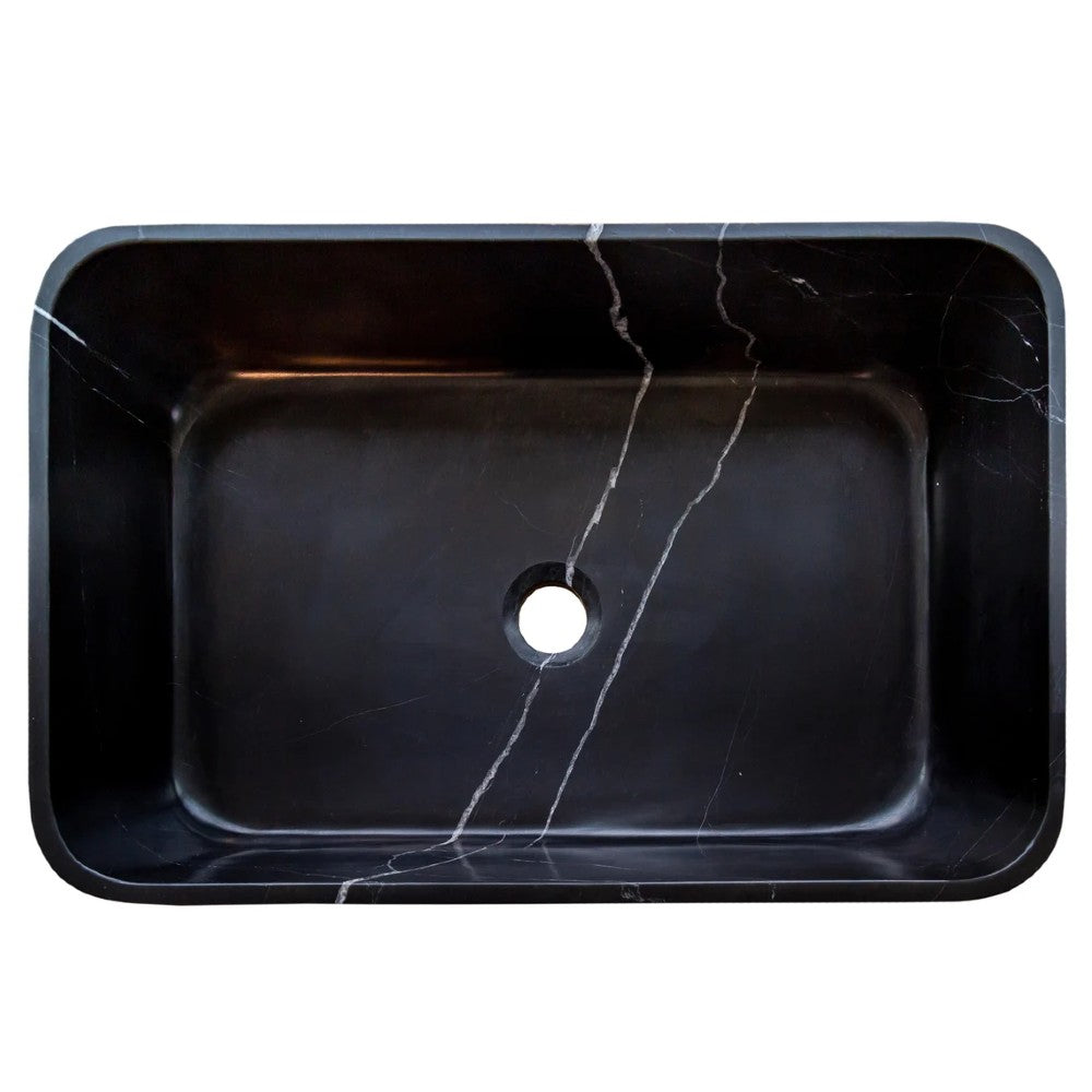 Toros Black Marble Farmhouse Rectangular Sink Polished (W)13.5