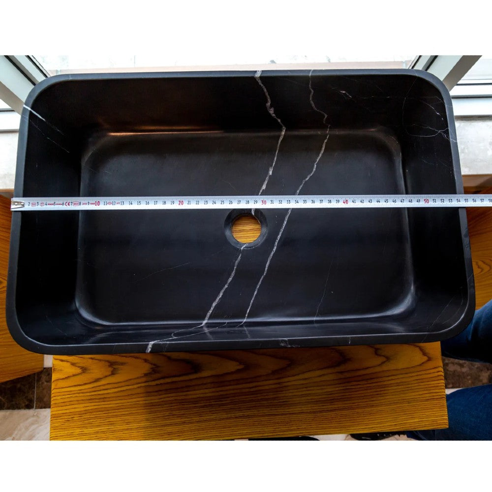 Toros Black Marble Farmhouse Rectangular Sink Polished (W)13.5