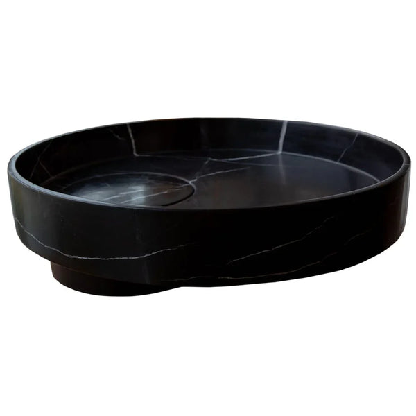 Natural Stone Toros Black Marble Above Vanity Designer Bathroom Sink Polished (D)17.5