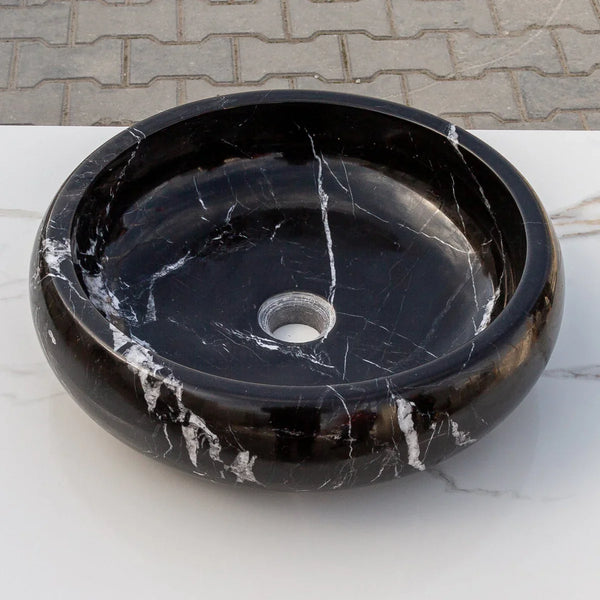Toros Black Marble Above Vanity Bathroom Vessel Sink Polished (D)16