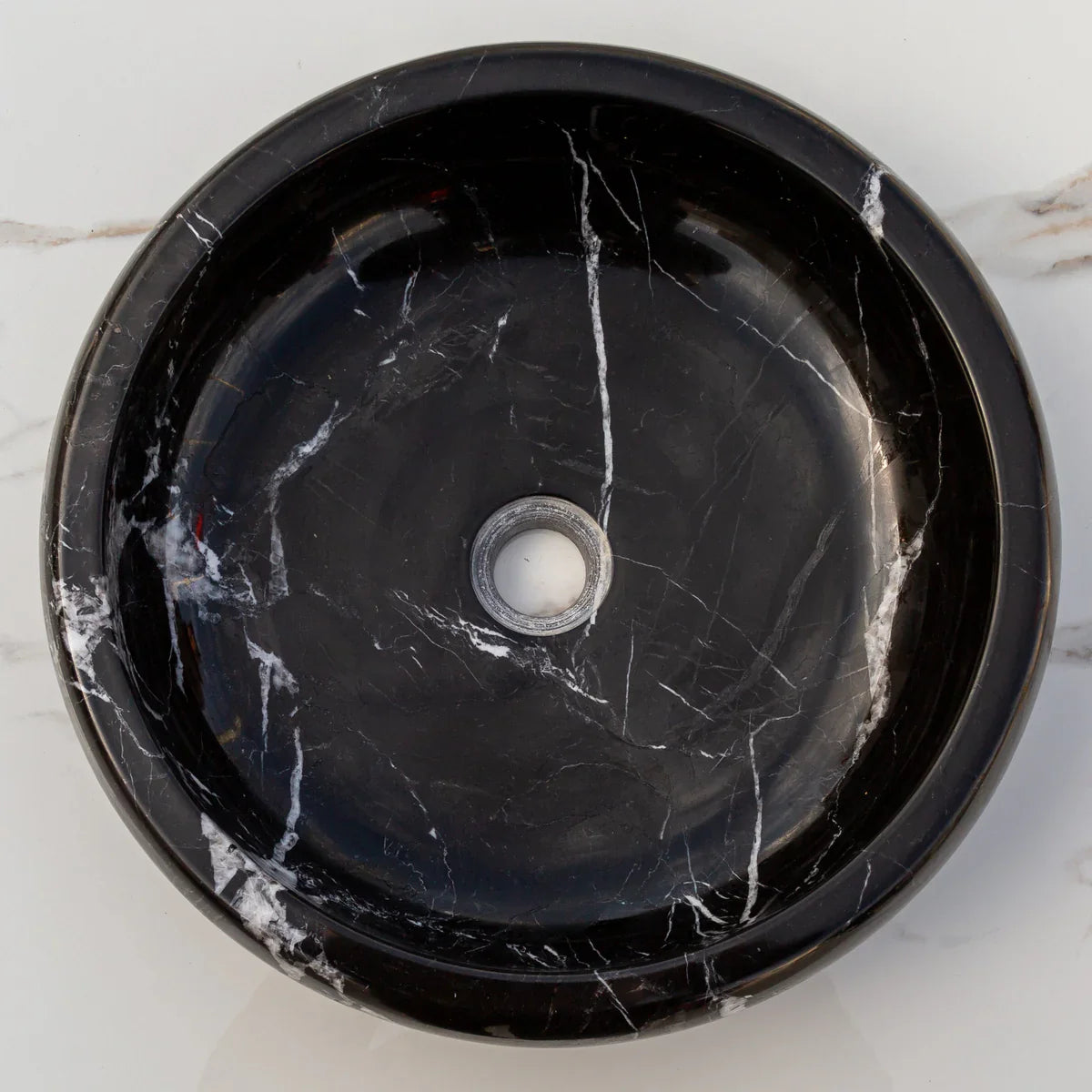 Toros Black Marble Above Vanity Bathroom Vessel Sink Polished (D)16
