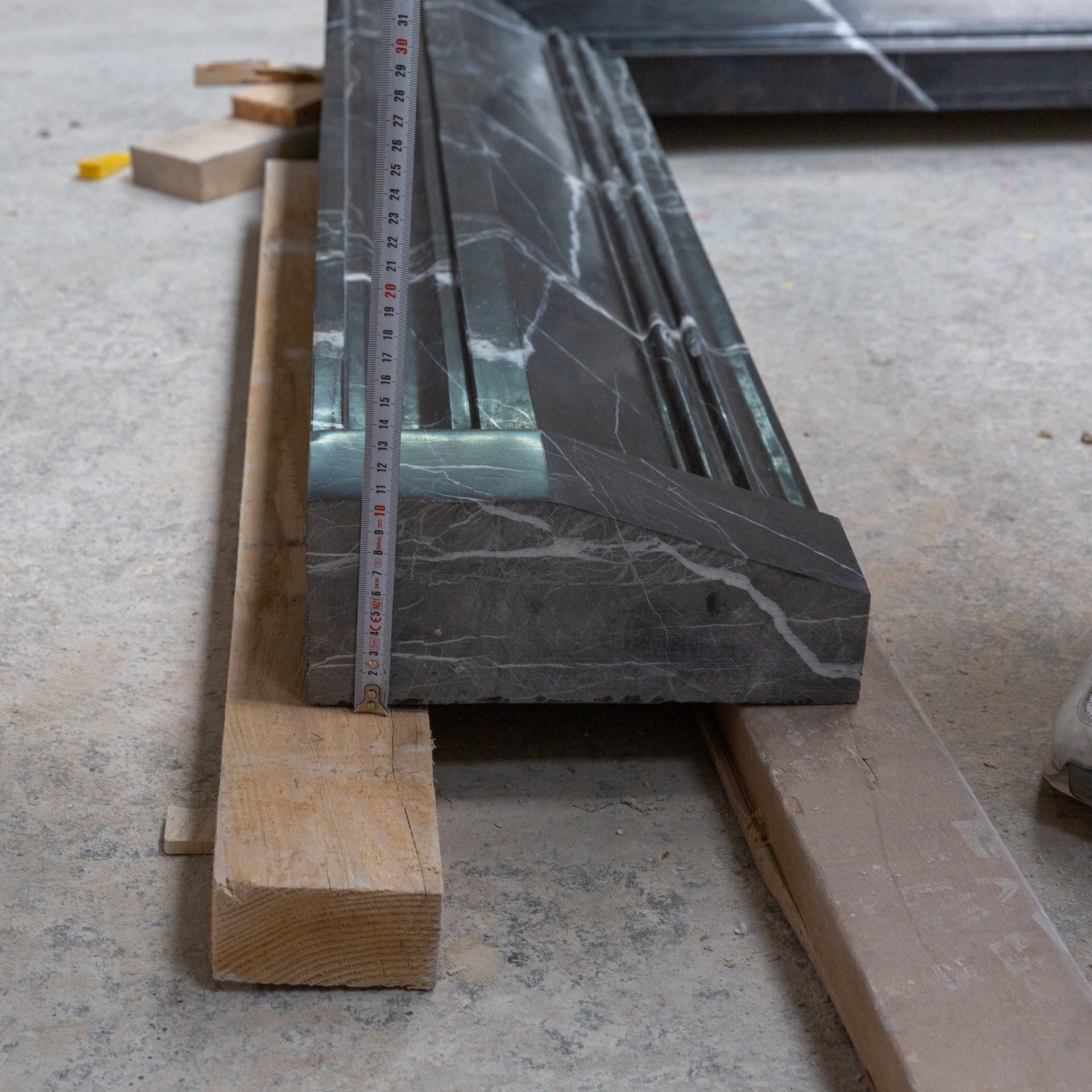 Toros Black Marble Hand-carved Fireplace Mantel Polished (W)49