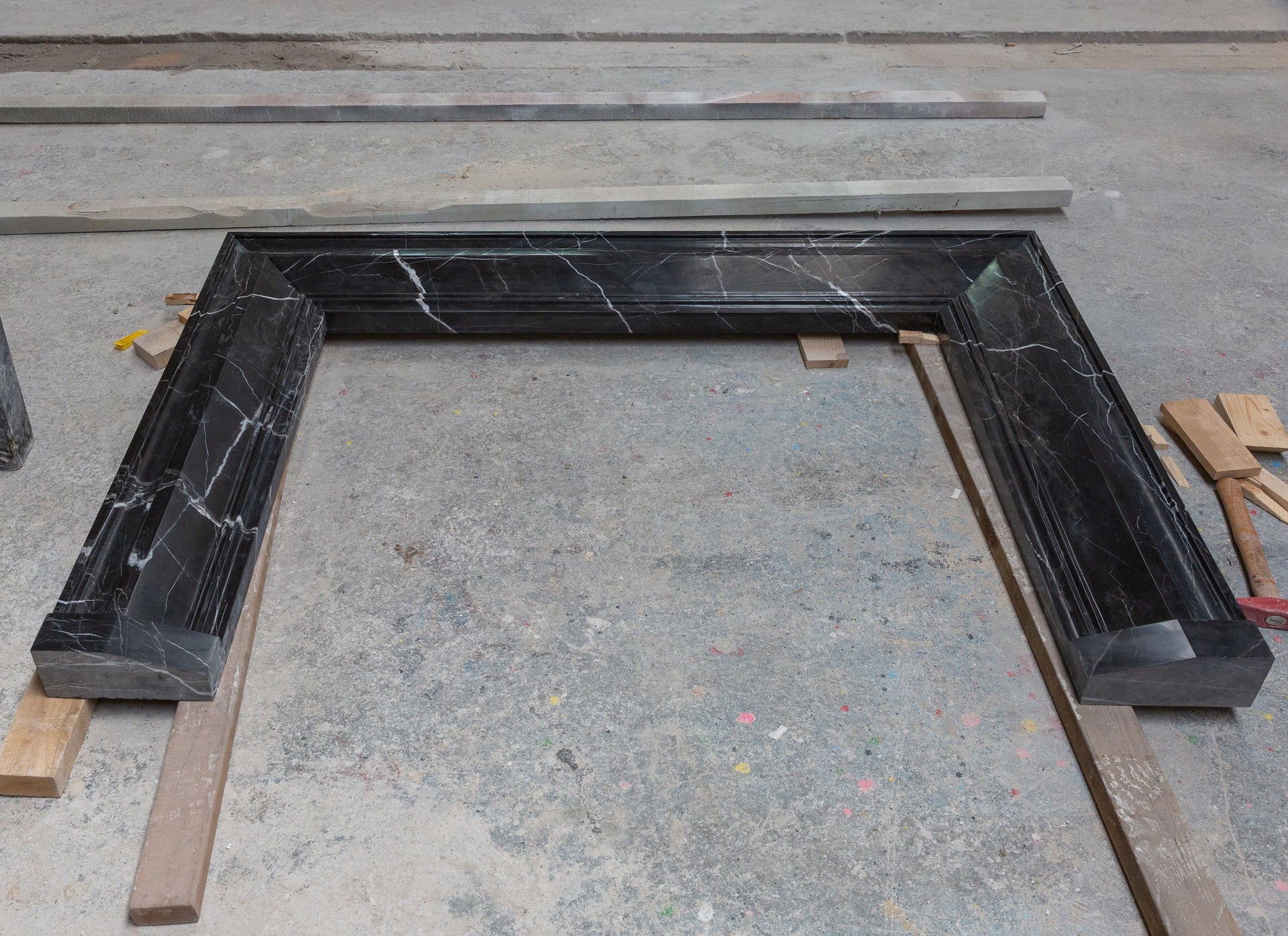 Toros Black Marble Hand-carved Fireplace Mantel Polished (W)49