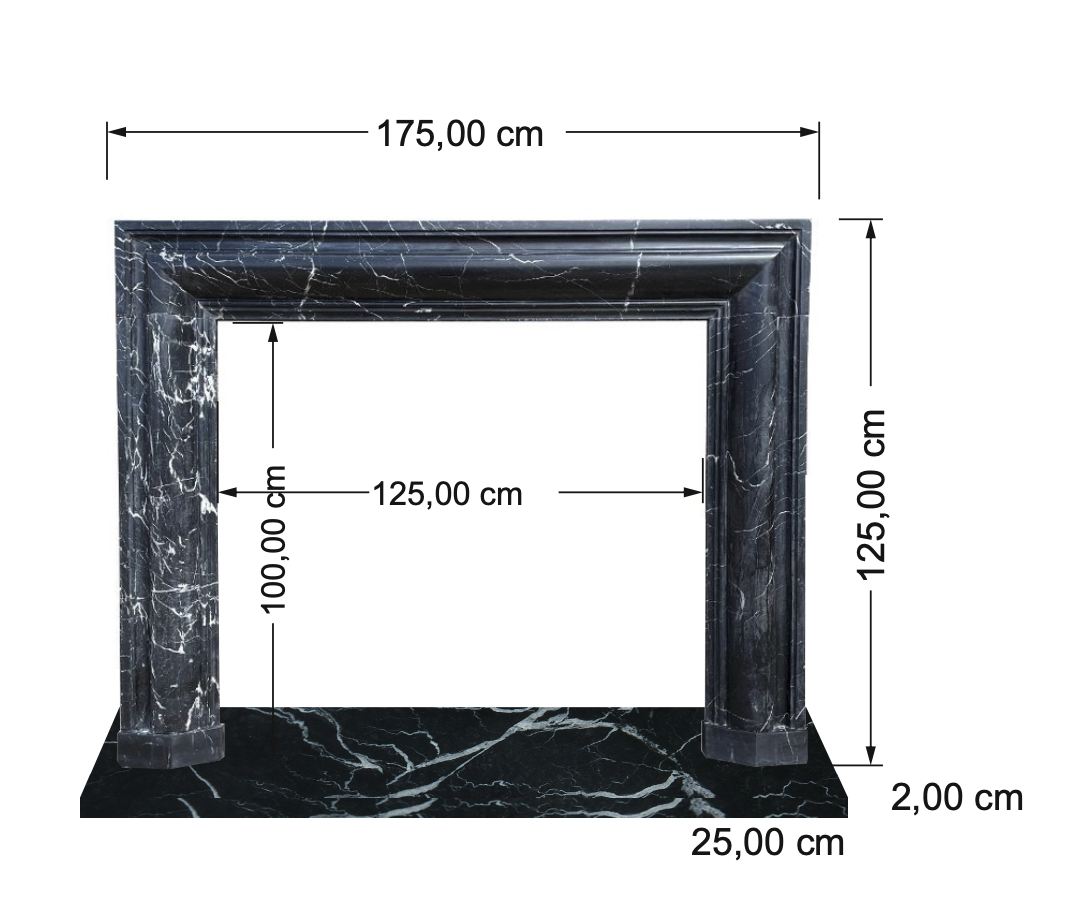 Toros Black Marble Hand-carved Fireplace Mantel Polished (W)49