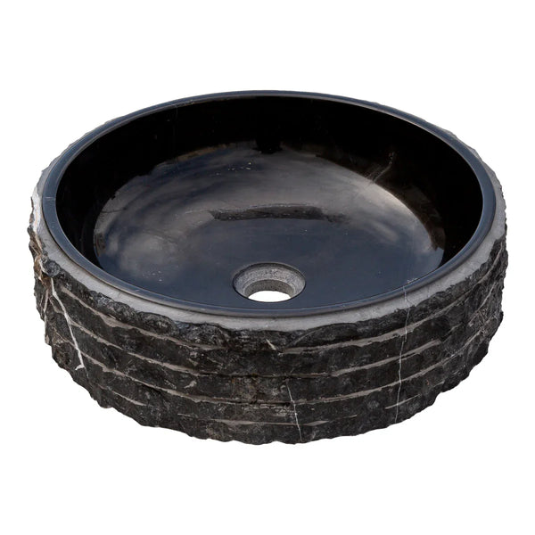Toros Black Marble Rustic Above Vanity Round Bathroom Sink (D)16