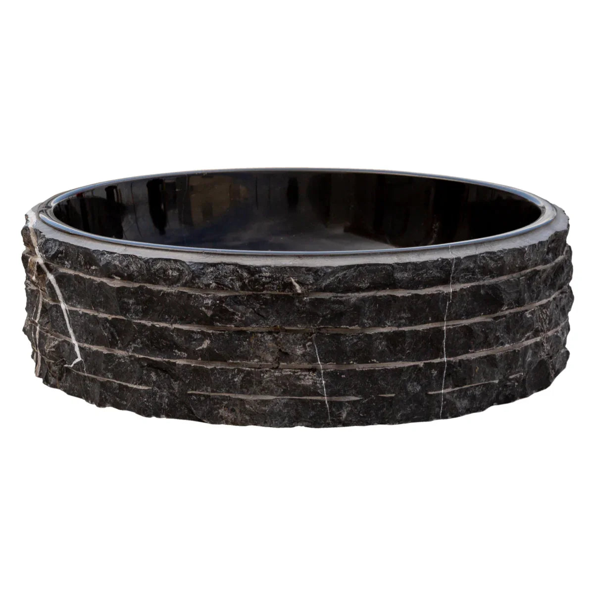 Toros Black Marble Rustic Above Vanity Round Bathroom Sink (D)16