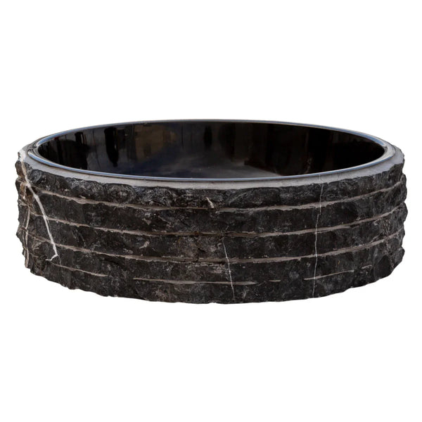 Toros Black Marble Rustic Above Vanity Round Bathroom Sink (D)16