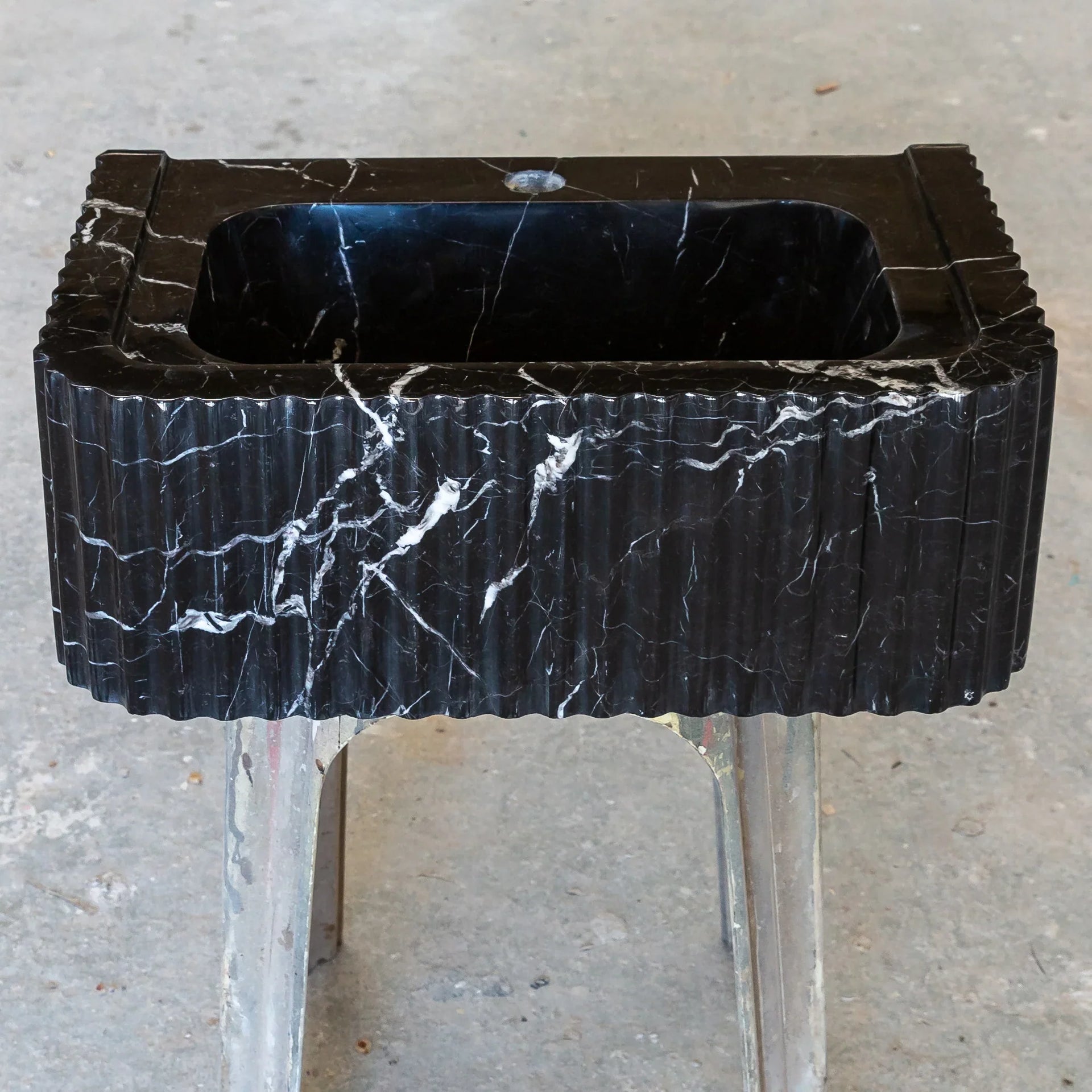 Toros Black Marble Rectangular Wall-mount Polished Sink (W)12