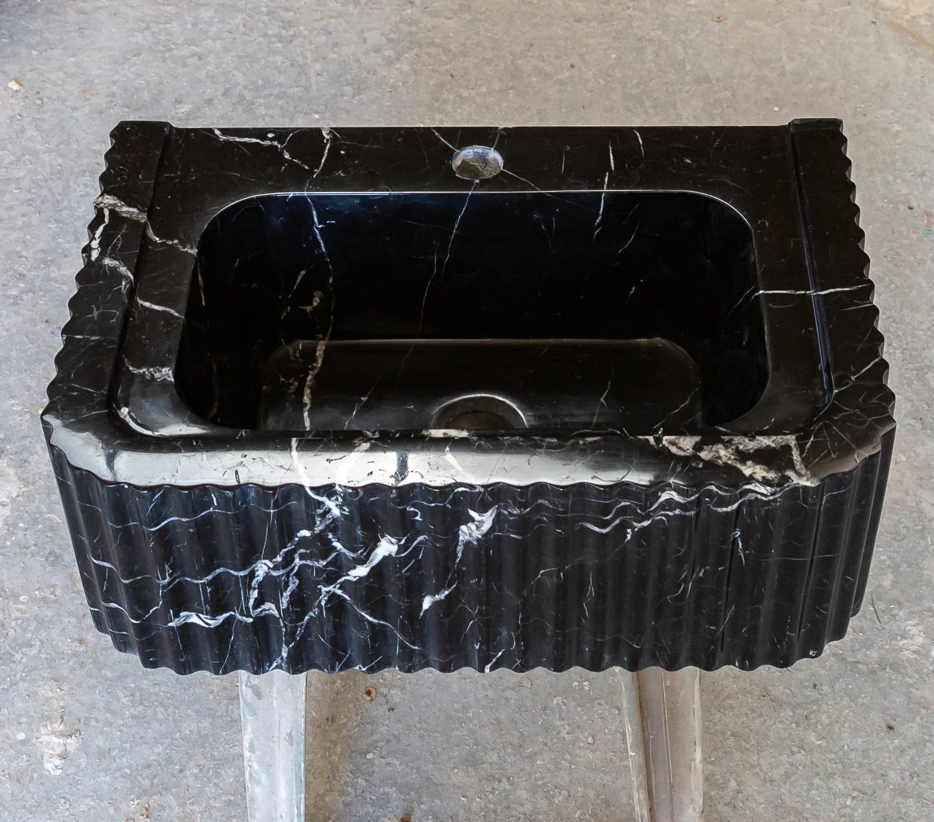 Toros Black Marble Rectangular Wall-mount Polished Sink (W)12