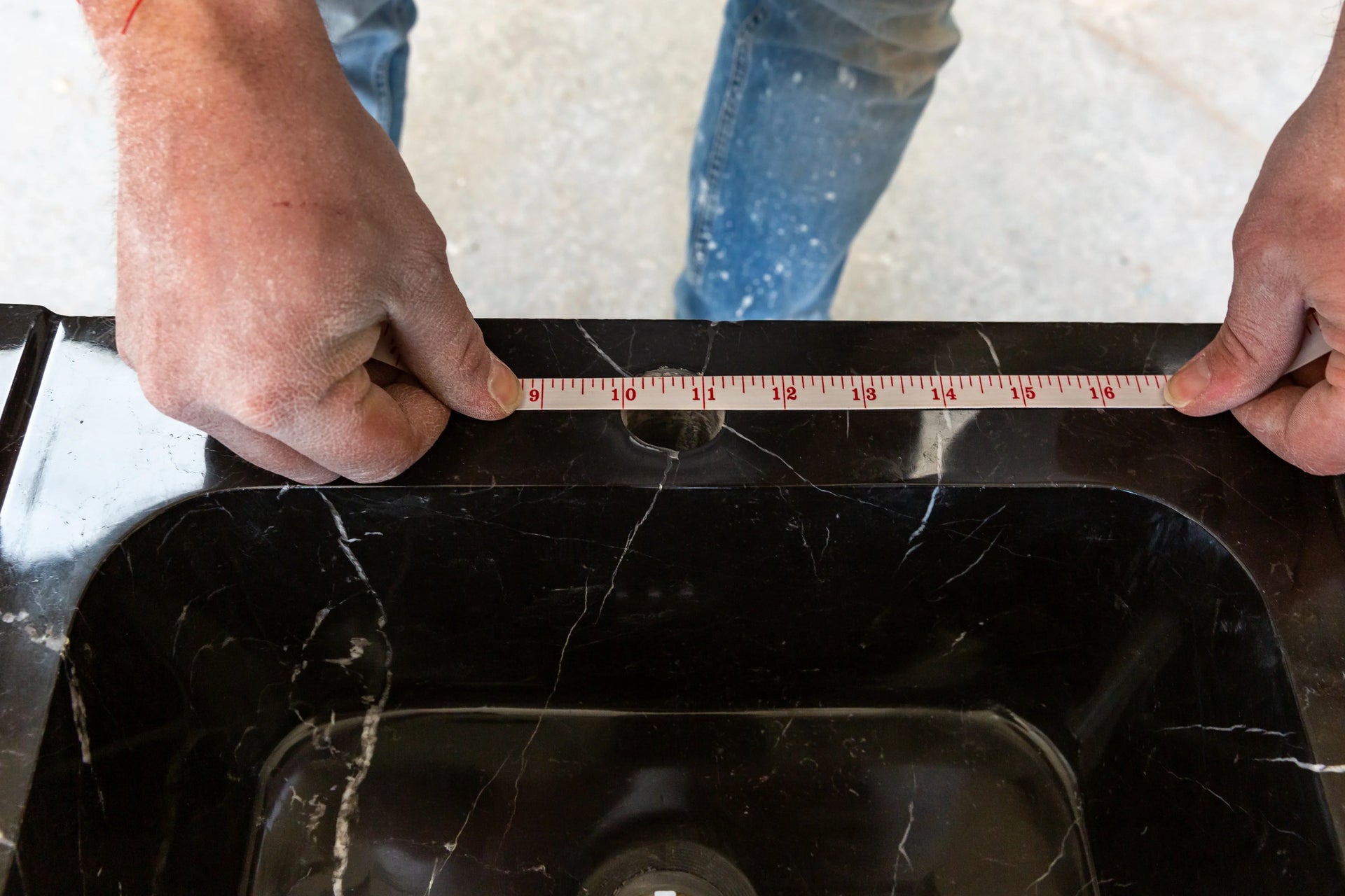Toros Black Marble Rectangular Wall-mount Polished Sink (W)12
