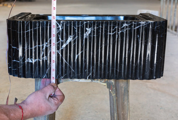 Toros Black Marble Rectangular Wall-mount Polished Sink (W)12