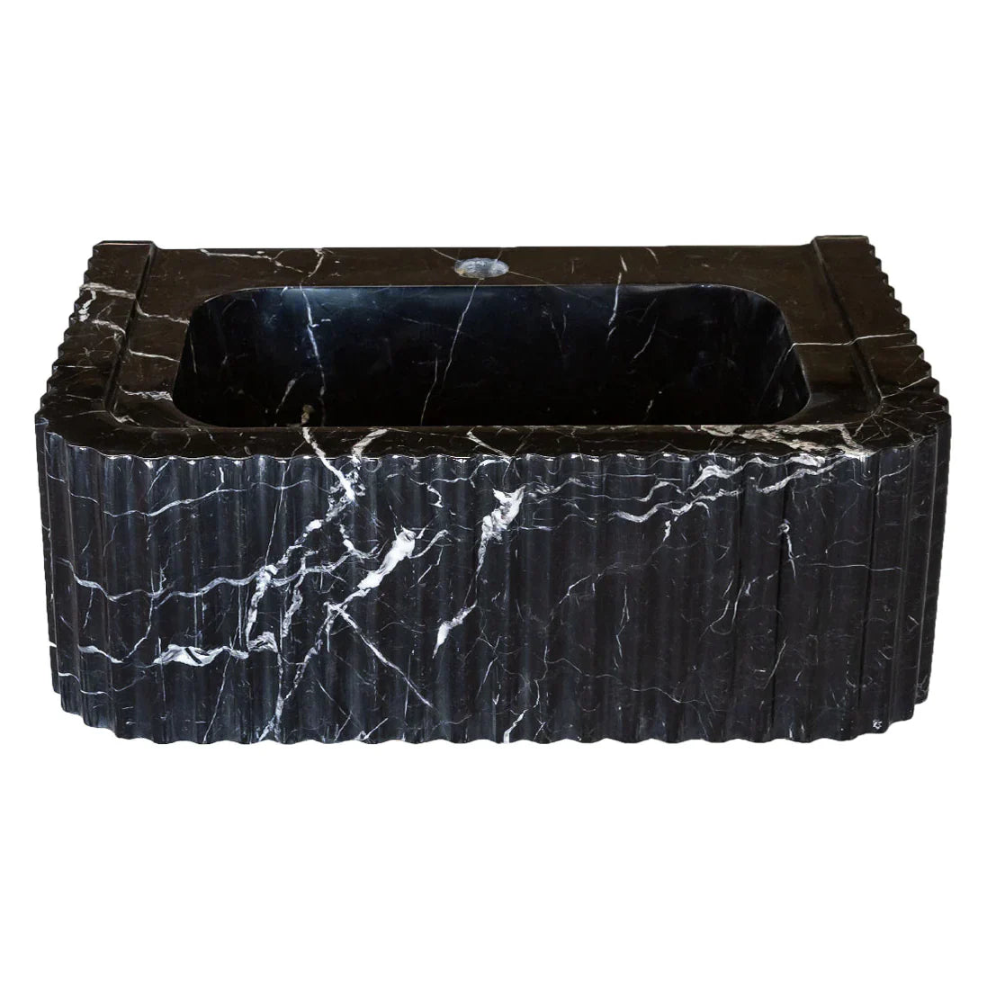Toros Black Marble Rectangular Wall-mount Polished Sink (W)12