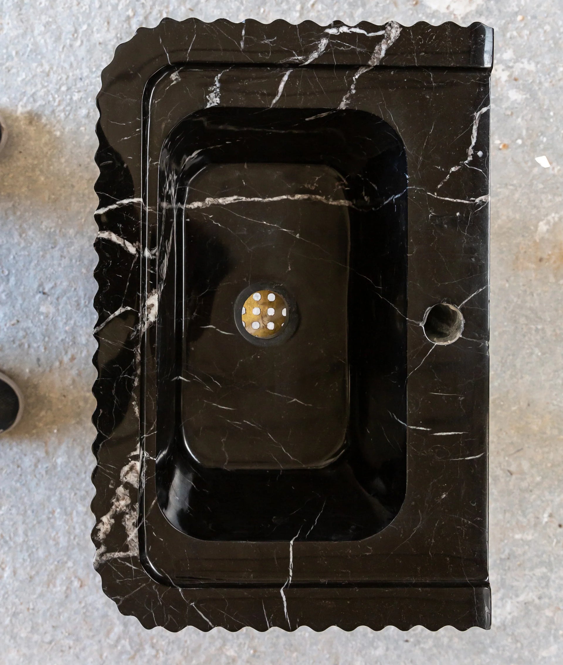 Toros Black Marble Rectangular Wall-mount Polished Sink (W)12