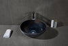 Toros Black Natural Stone Marble Vessel Sink Semi-Polished (D)16