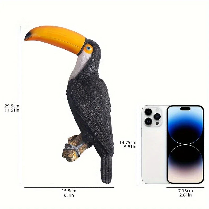 [Toucan Wall Art] Resin Toucan Wall Art Decoration - Weather-Resistant Handcrafted Tropical Bird Sculpture - Indoor/Outdoor Hanging Decor for Patio, Living Room, Garden - No Electricity Needed