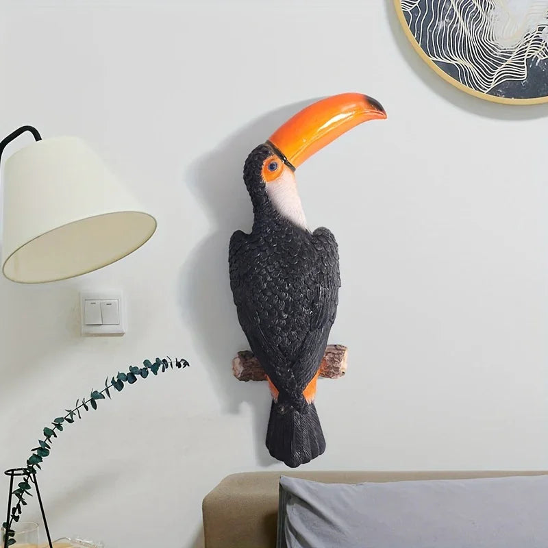 [Toucan Wall Art] Resin Toucan Wall Art Decoration - Weather-Resistant Handcrafted Tropical Bird Sculpture - Indoor/Outdoor Hanging Decor for Patio, Living Room, Garden - No Electricity Needed