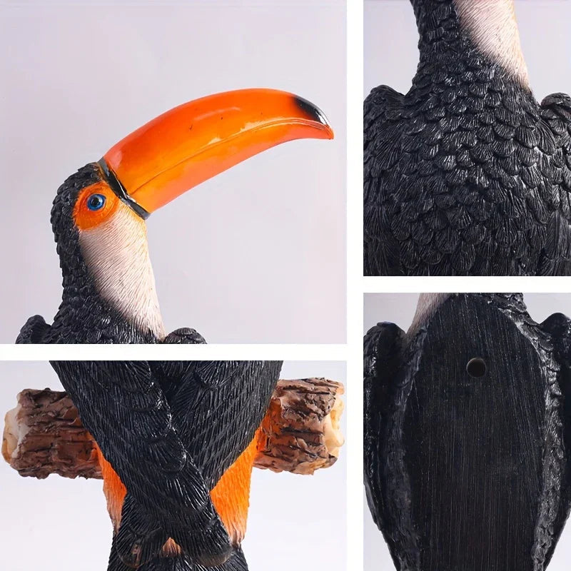 [Toucan Wall Art] Resin Toucan Wall Art Decoration - Weather-Resistant Handcrafted Tropical Bird Sculpture - Indoor/Outdoor Hanging Decor for Patio, Living Room, Garden - No Electricity Needed
