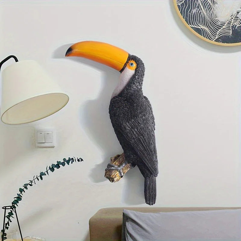 [Toucan Wall Art] Resin Toucan Wall Art Decoration - Weather-Resistant Handcrafted Tropical Bird Sculpture - Indoor/Outdoor Hanging Decor for Patio, Living Room, Garden - No Electricity Needed