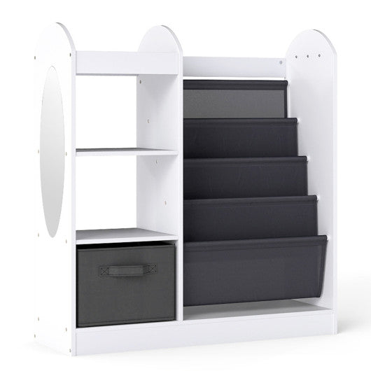 Toy Storage Organizer with 4-Tier Sling Shelves-White