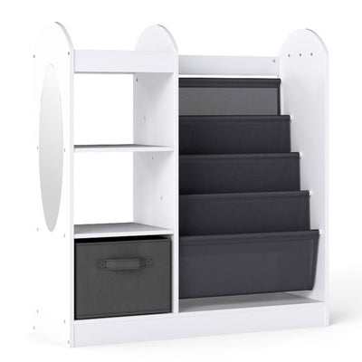 Toy Storage Organizer with 4-Tier Sling Shelves-White