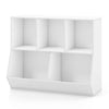 5-Cube Wooden Kids Toy Storage Organizer with Anti-Tipping Kits-White - White