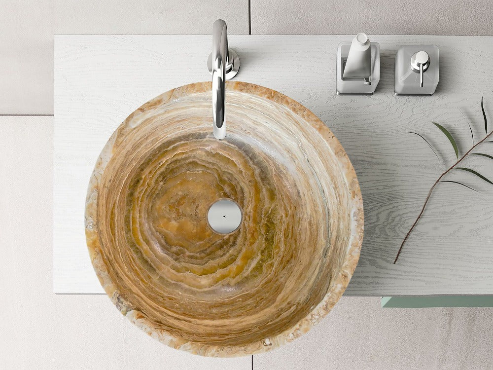 Traonyx Travertine Onyx Natural Stone Vessel Sink (D)16