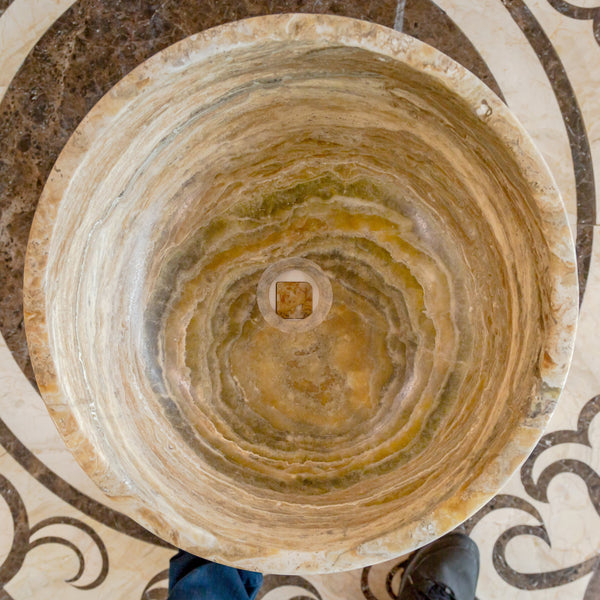 Traonyx Travertine Onyx Natural Stone Vessel Sink (D)16