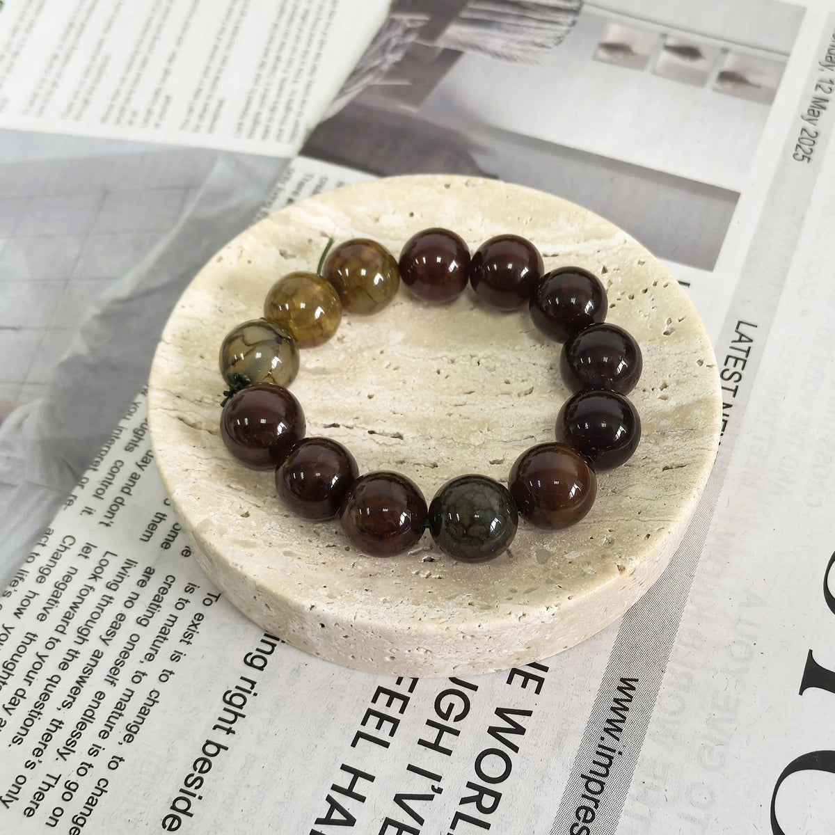 Tray - Pearl Marble Round