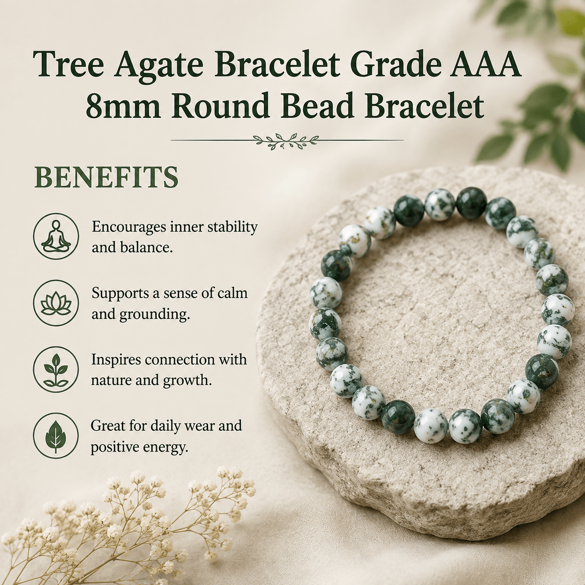 Tree Agate Bracelet (Sense of Peace and Inner Tranquility)