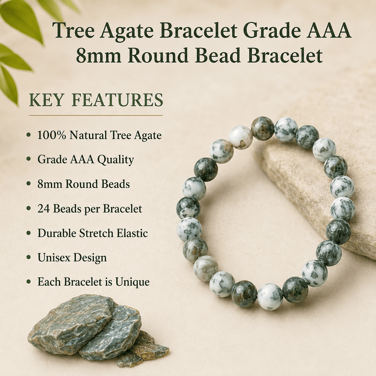 Tree Agate Bracelet (Sense of Peace and Inner Tranquility)