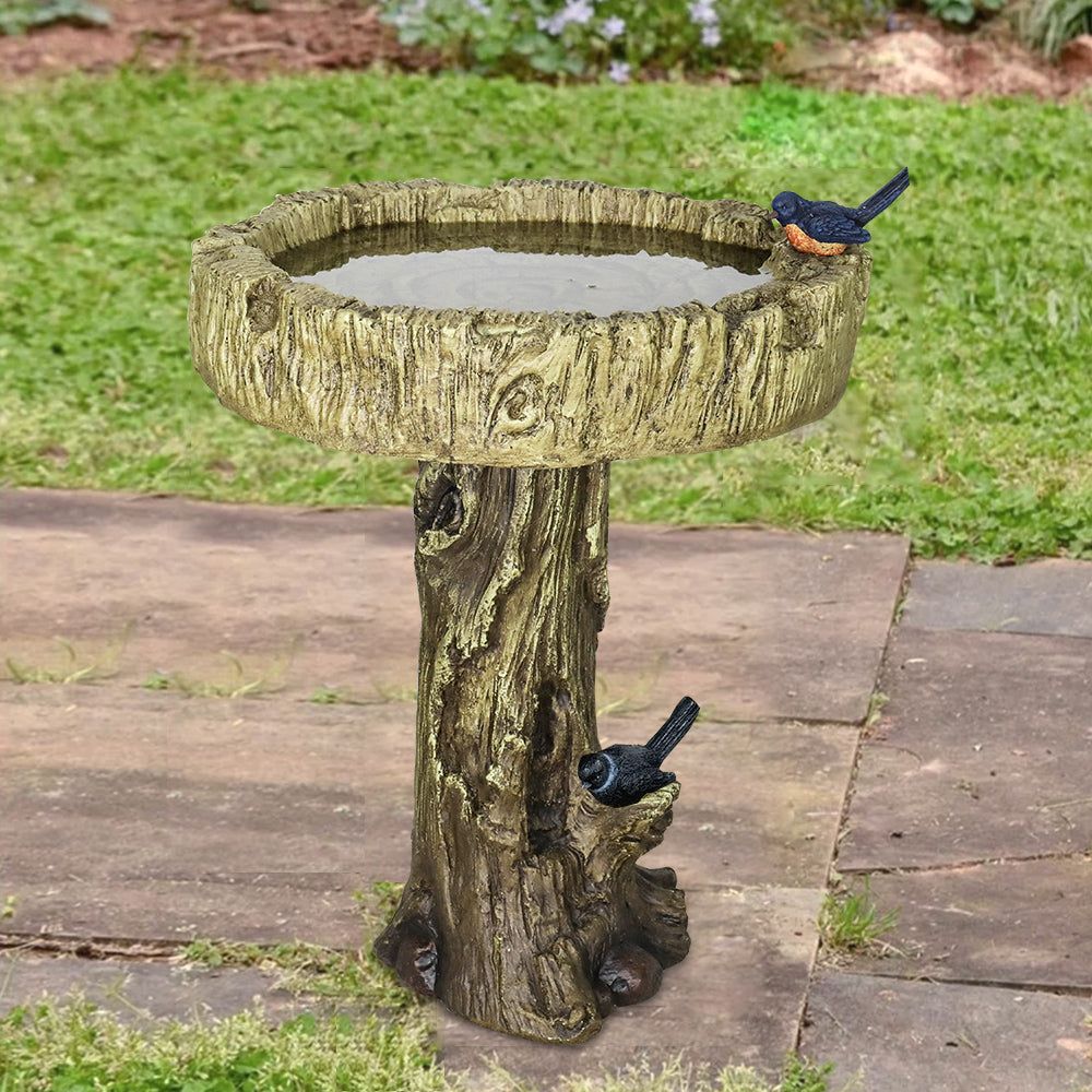 Concrete Tree Trunk Bird Bath Deep Bark 24 Inch