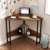 Triangle Computer Corner Desk with Charging Station-Rustic Brown