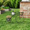 Tricycle Plant Stand Flower Pot Cart Holder with 3 Hollowed Baskets-Black