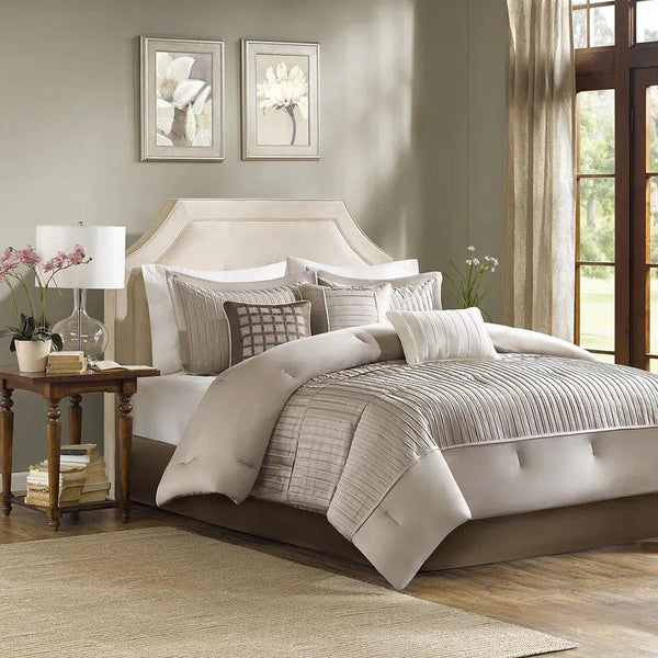 Trinity 7 Piece Polyester Charmeuse Comforter Set - Traupe - Gifts for You 'n Me